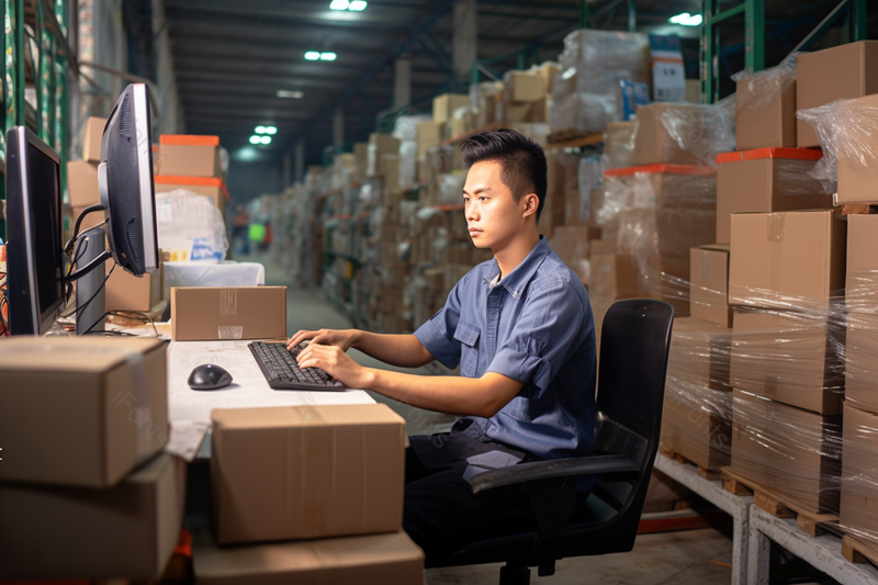 仓库记录员职业形象商务产业电脑键盘,高清,摄影图,摄影图片,图片大全,摄影图免费下载